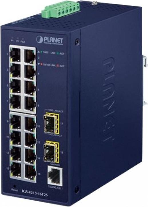 Actual product image Planet IGS-4215-16T2S Network Switch Unmanaged L2 Gigabit Ethernet (10/100/1000) Blue (18 Ports)