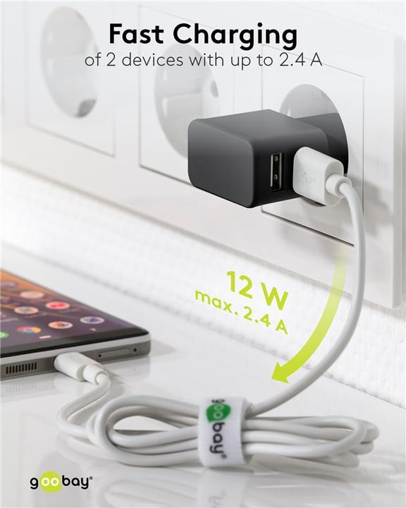Immagine prodotto Goobay Caricabatterie doppio USB-A (12 W)