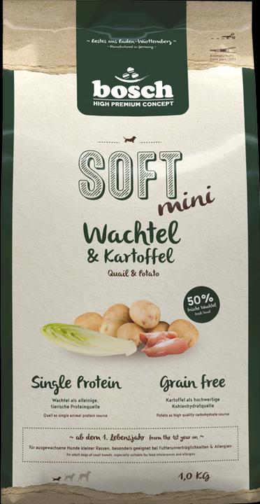 Produktbild Bosch Petfood Dog MINI SOFT + Quail & Potato (quail) 1kg (Adult, 1 Stk., 1000 g)