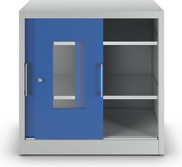 Actual product image Mauser Vision panel sliding door cupboard, with 2 x 4 shelves, HxW 1950 x 1500 mm (100 cm, 100 cm)