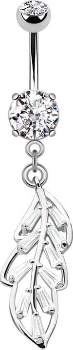 Immagine prodotto Star Piercing Banana d'argento con due sfere di cristallo ciondolo d'argento a forma di foglia di principessa (Ottone, Acciaio chirurgico 316L)