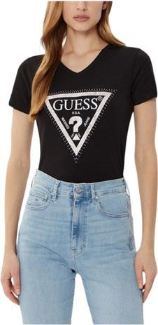 Guess Damen T-Shirt Vn Python Triangl Schwarz