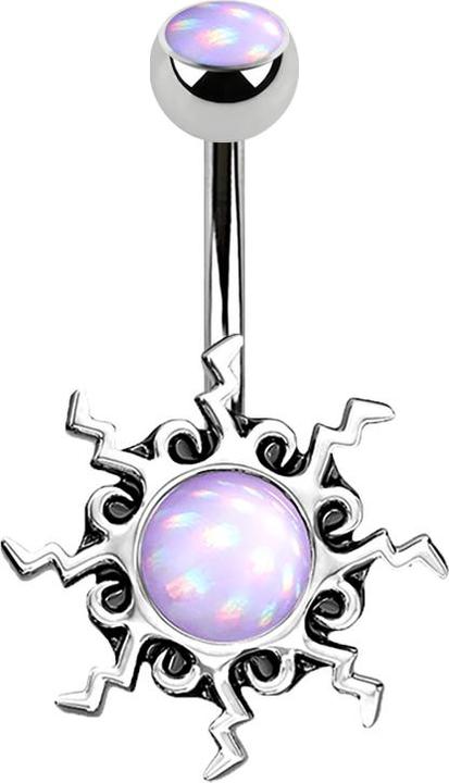 Actual product image Star Piercing Banana silver sun with epoxy stone violet (Surgical steel 316L, Brass)