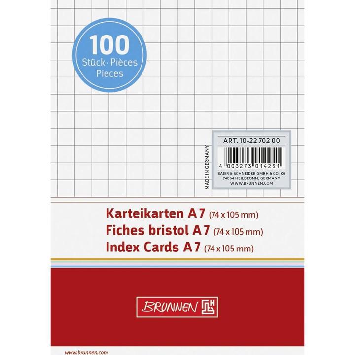Immagine prodotto Schede di indice A7 al quadrato (A7, 180 g/m², 100 x)