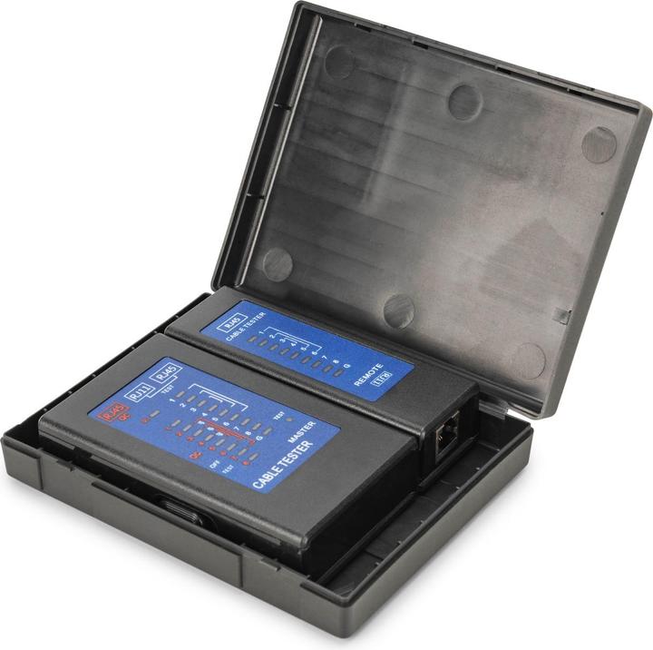 Produktbild Digitus Kabeltester, Netzwerk, RJ45, Einseitiger Tester Hauptgerät, Remote, PoE Tester, mit Schutzkoffer