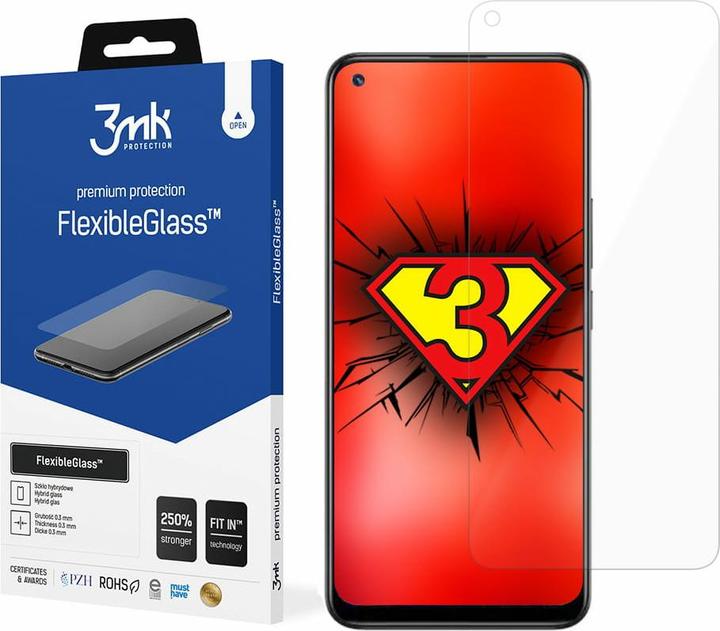 Actual product image 3MK hybrid glass Flexible 2.5D for Realme 8 5G (1 Piece, Realme 8 5G)