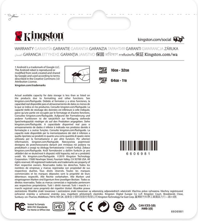 Image du produit Kingston Canvas Select Plus (64 Go, microSDXC, U1, UHS-I)