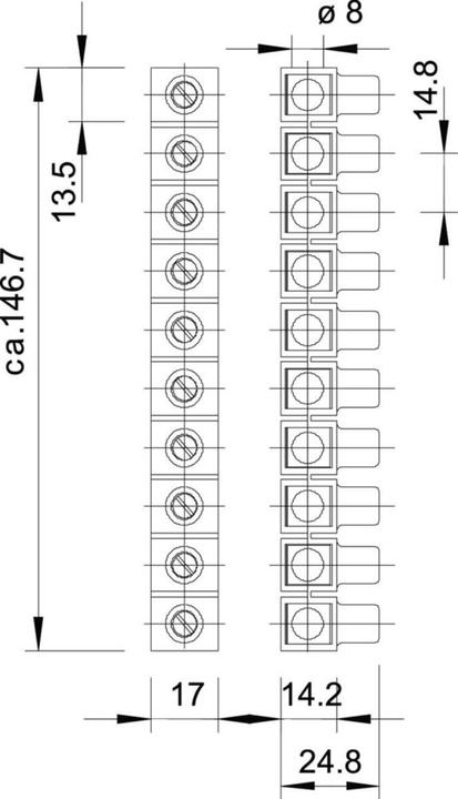 Actual product image OBO Bettermann OBO 71 10-pole 3x10qmm junction terminal block
