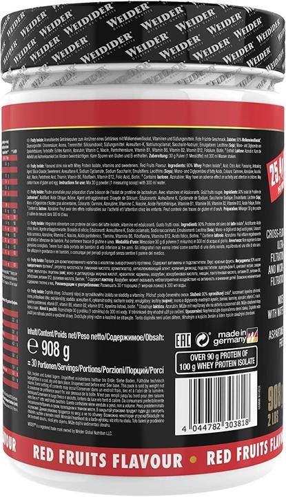 Nutritional values and ingredients Weider Fruit Overload (Red Fruits, 1 pcs., 908 g)