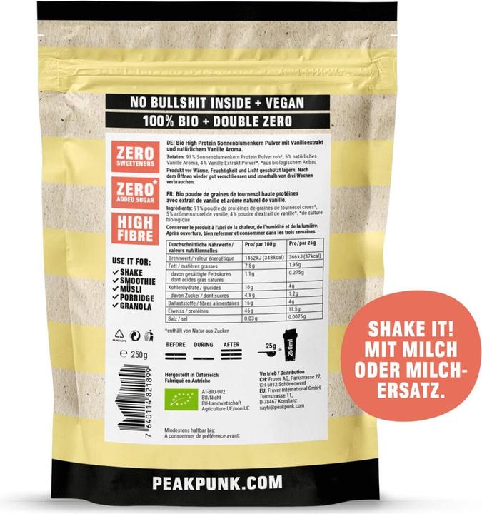 Actual product image Peak Punk Organic Protein Shake (Vanilla, 1 pcs., 250 g)