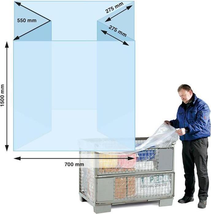 Immagine prodotto Transpak Dimensioni del sacco a soffietto (L+SFxL) 700+550x1500mm spessore 60µ LPDE per scatola/cartone (100 Pezzo/i)