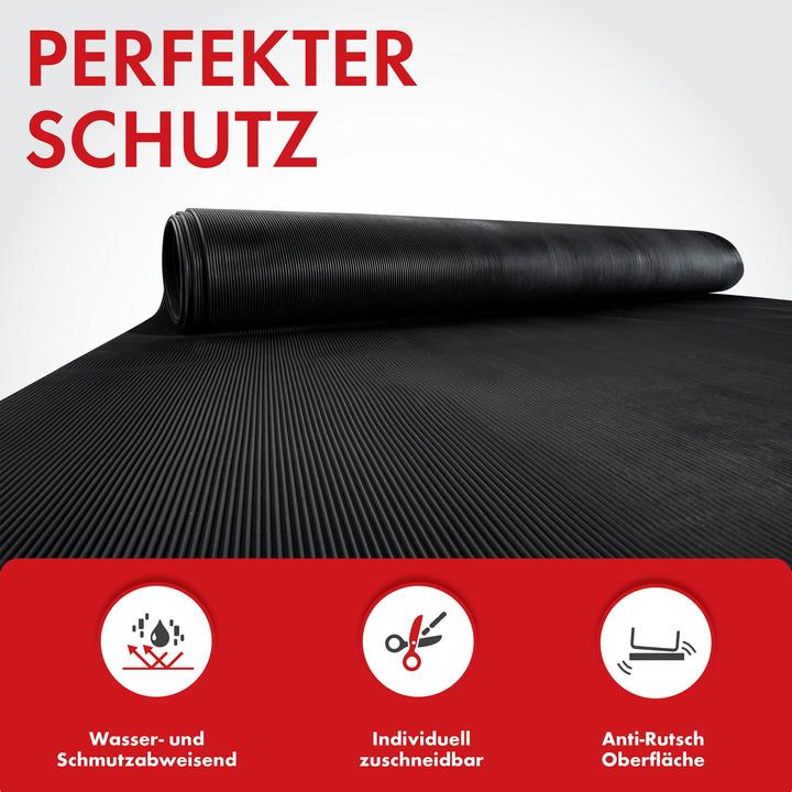 Produktbild Walser Gummimatte Saturn, zuschneidbare Meterware feinripp 100x250 cm schwarz