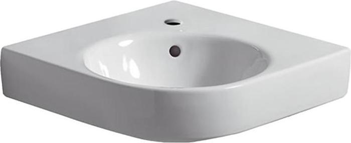 Immagine prodotto Geberit Lavabo ad angolo RENOVA COMPACT lavabo laterale 50cm m HL con troppopieno bianco (500 mm, 500 mm)