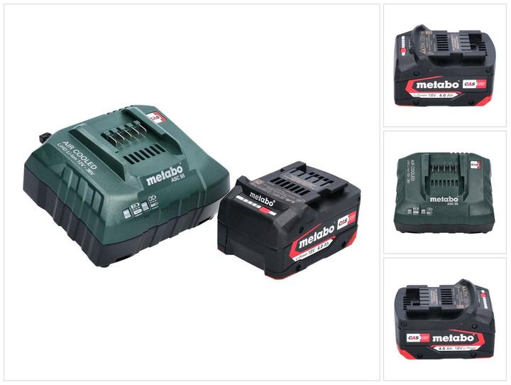 Metabo Kit de base 1x bloc batterie Li-Power 18 V 4,0 Ah CAS Li-Ion ( 625027000 ) + chargeur ASC 55 ( (18 V)