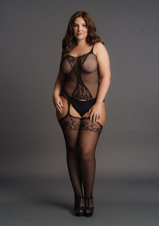 Actual product image Le Désir Fishnet and Lace Suspender Bodystocking (One size)