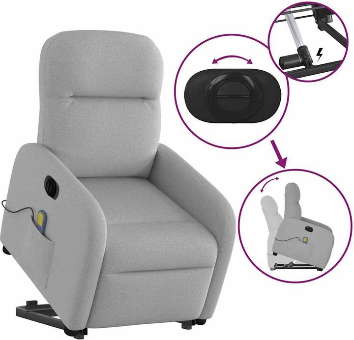 Produktbild VidaXL Massagesessel mit Aufstehhilfe Elektrisch Wolkengrau Stoff