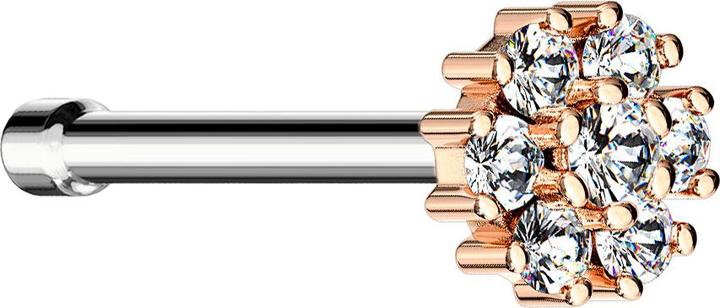 Produktbild Star Piercing Nasenstecker gerade rosegold Blume mit Kristall (Messing, Chirurgenstahl 316L)
