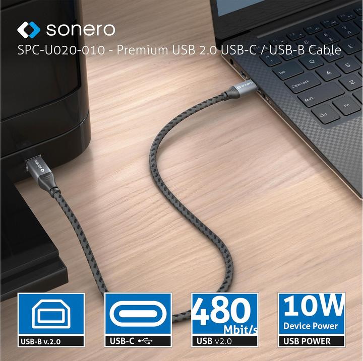 Image du produit Sonero Câble USB 2.0 USB C - USB B 1 m (1 m, USB 2.0)
