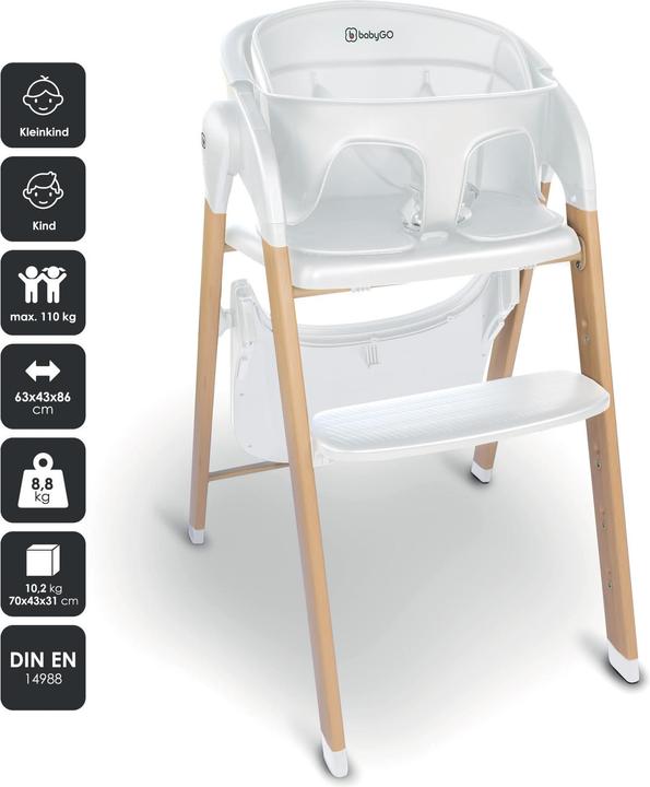 Actual product image BabyGo High chair Levels white wood optic (Highchair)