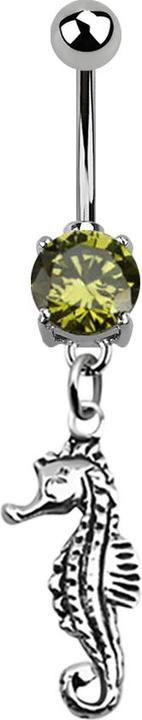 Image du produit Star Piercing Banane argent avec pendentif hippocampe olive (Acier chirurgical 316L, sans laiton, Argent sterling 925)