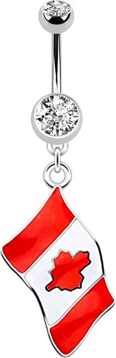 Image du produit Star Piercing Banane silber mit Anhänger Flagge Kanada (sans laiton, Acier chirurgical 316L)