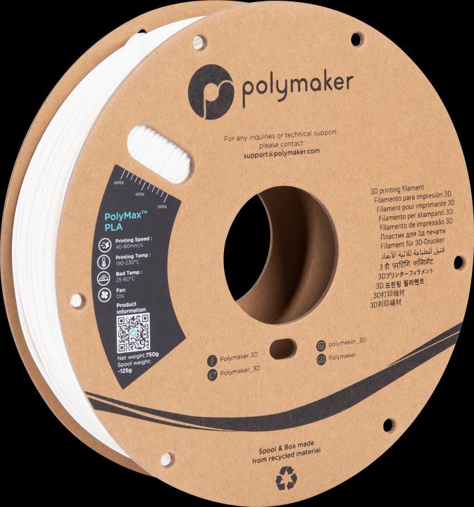 Produktbild Polymaker PolyMax PLA V2 - White- 1.75mm (PLA, 1.75 mm, 750 g, Weiss)