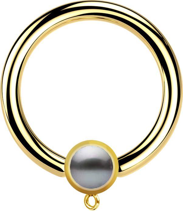 Immagine prodotto Star Piercing Anello Micro Closure placcato oro con perla cilindrica nera Anello per ciondolo (Acciaio chirurgico 316L)