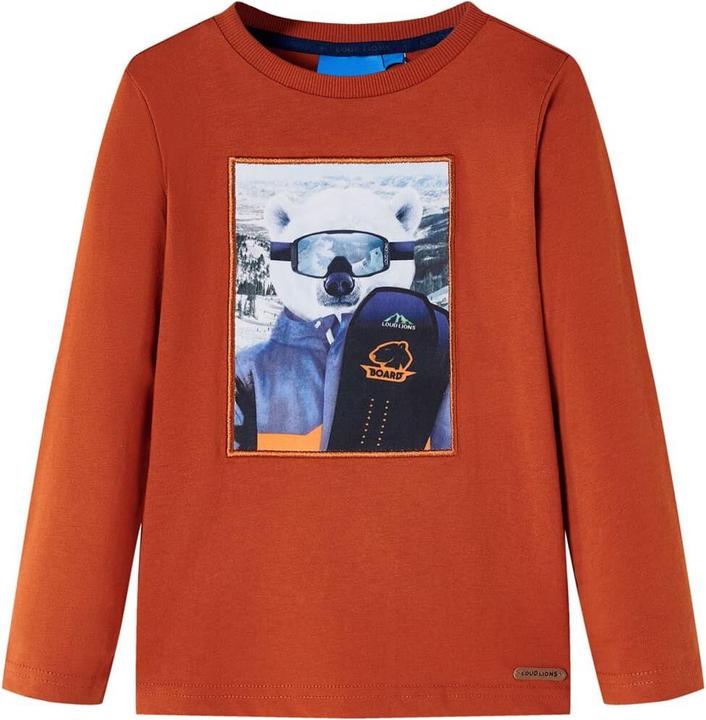 Actual product image VidaXL Children's long-sleeved shirt rust brown 116,Material: 100 (116)