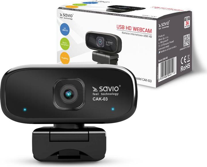 Produktbild Savio Elmak USB HD CAK-03 webcam with microphone, 1280x720 (2 Mpx)