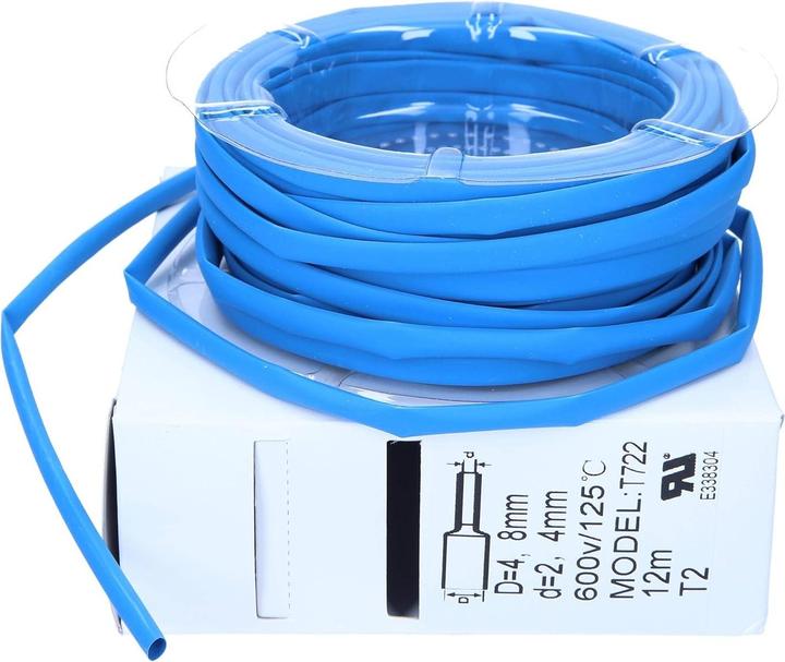 Produktbild Kalitec 12m Schrumpfschlauch blau von 4,8mm auf 2,4mm I 2:1 I Industriequalität vom deutschen Händler (1 x)