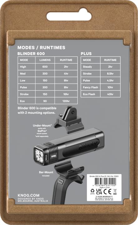 Immagine prodotto knog. Blinder 600 e Plus posteriore (600 lm, 20 lm)