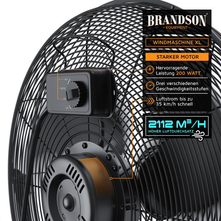 Immagine prodotto Brandson Macchina del vento 53,5 cm Ø, ventilatore retrò da pavimento 200W inclinabile, maniglia per il (67 dB)
