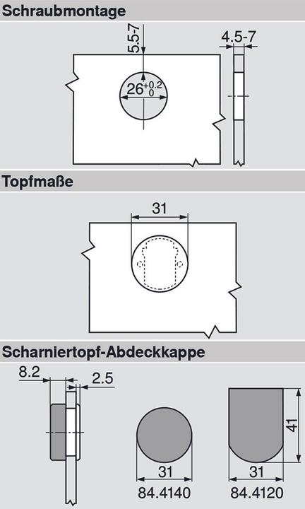 Actual product image Blum Glass door hinge clip top