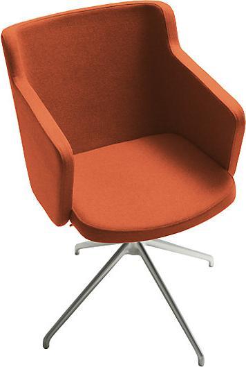 Actual product image Topstar SFH meeting room armchair, 3D seat joint and aluminium five star base, orange.