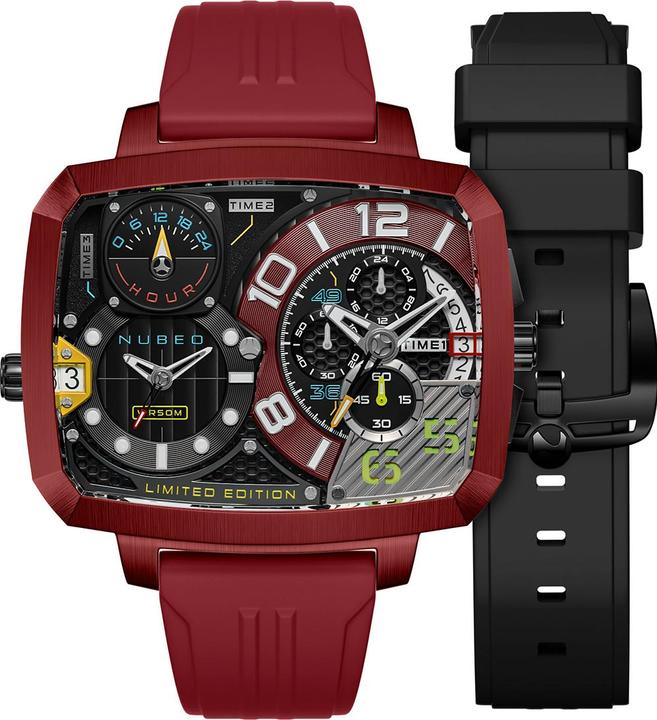 Actual product image Nubeo NB-6084-02 Men's watch Odyssey Triple Time-Zone Limited 58mm 5ATM (Chronograph)