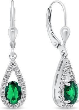 Produktbild Brilio Silver - Impressive silver earrings with green zircons EA310WG