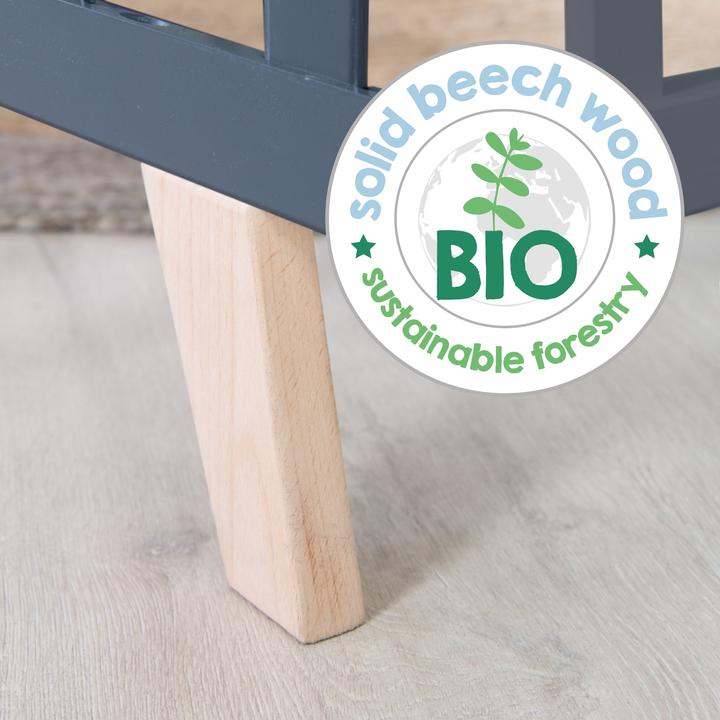 Produktbild Roba Laufgitter 75x100 cm mit Holzfüssen Greyish gesteppt (73 cm, 98.50 cm, Buche)