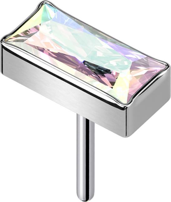 Produktbild Star Piercing Threadless rechteck silber Kristall multicolor (ohne Messing, Titan G23)