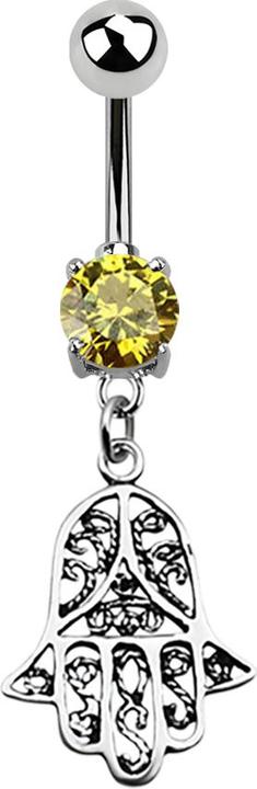Image du produit Star Piercing Banane argent avec pendentif hamsa jaune (sans laiton, Argent sterling 925, Acier chirurgical 316L)
