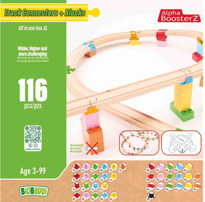 Produktbild Alpha BoosterZ TrackConnectors + Blocks - All in one Block Box XXL ( Bio-Verbinder und Klemmbausteine)