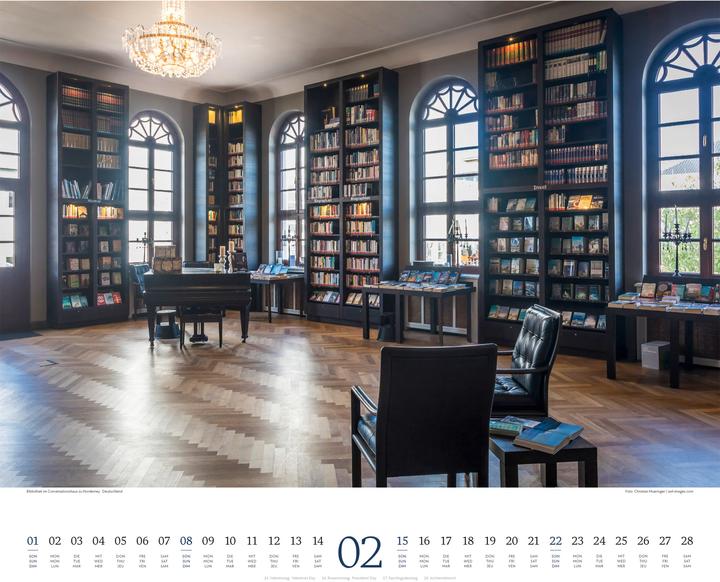 Actual product image Welt der Bücher - Bibliotheken-Kalender 2026 (54 x 48 cm, Hardcover, English, French, German)