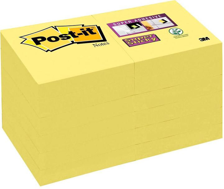 Produktbild Post-it Super Sticky Haftnotizen extrastark 62212SY gelb 12 Blöcke (47.6 x 47.6 mm)