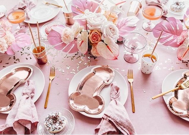 Actual product image Partydeco Same penis forever party plate in rose gold