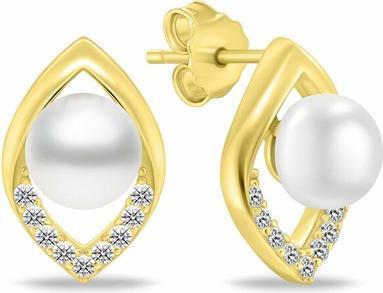 Actual product image Brilio Silver - Modern gold-plated hoop earrings with zircons EA1052Y
