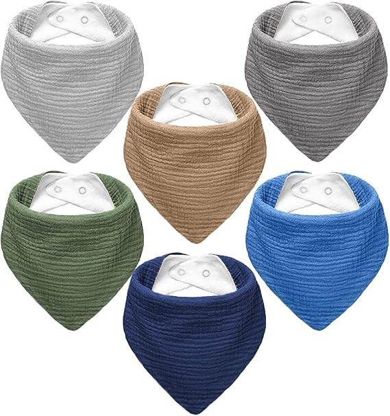 Produktbild Milkii Baby Bandana Halstücher aus Musselin-Baumwolle, 6 Stück - Blau (30 cm, 27 cm)