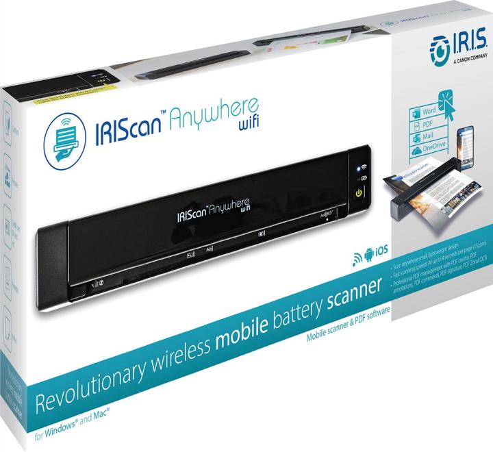 Image du produit Iris IRIScan Anywhere 6 WIFI Simplex 15PPM avec batterie scanner de documents mobile PDF OCR SW (USB)