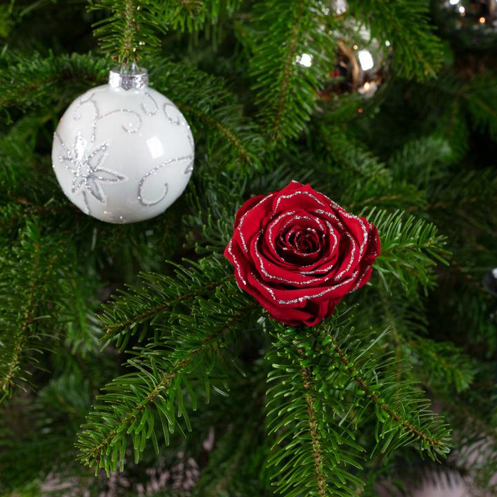 Immagine prodotto Flowerbox Pacchetto di 6 decorazioni fatte a mano per l'albero di Natale reale Rose (Fiori secchi)