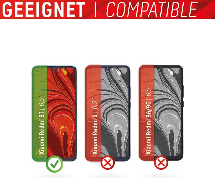 Productafbeelding Displex Pantserglas (10H) voor Xiaomi Redmi 9T, montagesticker, krasbestendig (1 Stuk, Xiaomi Redmi 9T)