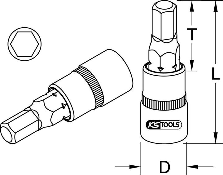 Produktbild KS Tools 1/4 Bit-Stecknuss Innensechskant. 5mm 911.1438 (5 mm)