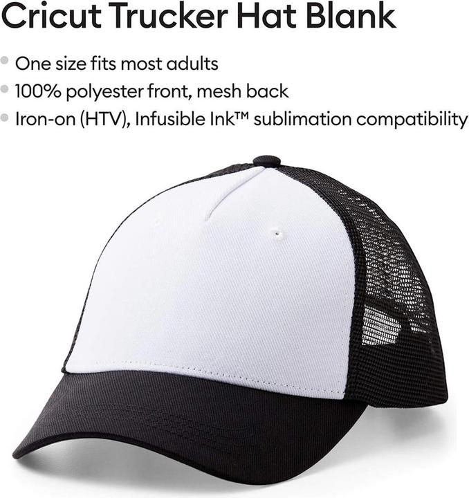 Actual product image Cricut Baseball Cap Infusible Ink 3 pieces, Black/White